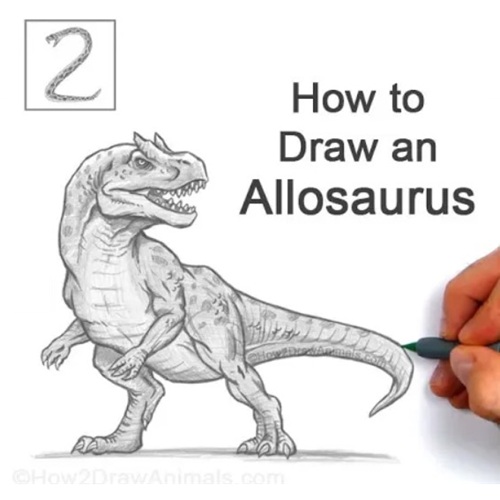 Add Finishing Touches, and You're Done! Finished Allosaurus Drawing