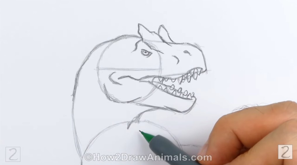 Draw the Facial Features How to Draw Allosaurus Facial Features