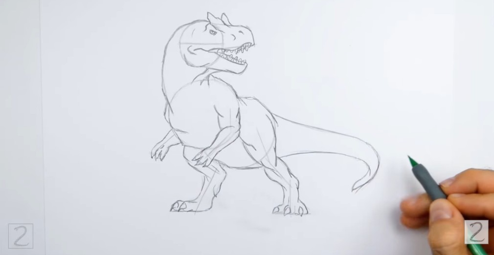 Finish the Body and Tail How to Draw Allosaurus Body and Tail