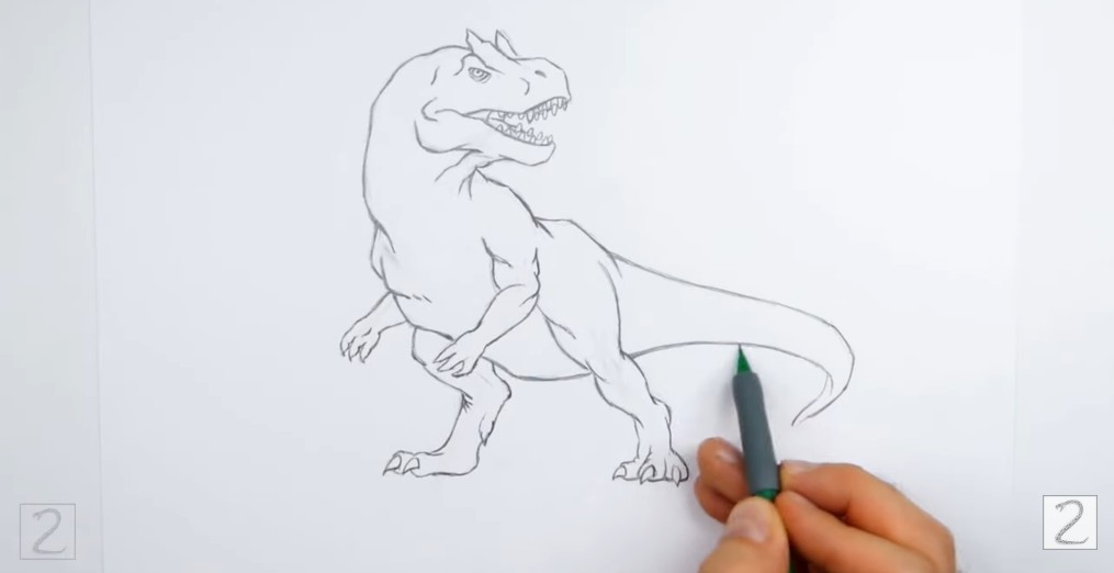 Erase Guidelines and Clean Up the Drawing Clean Up Allosaurus Drawing