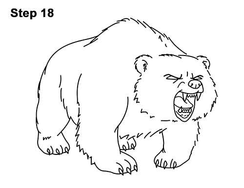Draw Angry Cartoon Bear 18 Draw Angry Mean Growling Roaring Cartoon Bear 18