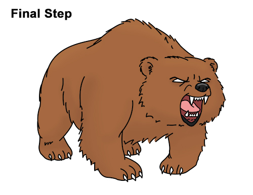 Draw Angry Cartoon Bear Draw Angry Mean Growling Roaring Cartoon Bear
