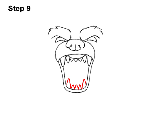 How to Draw a Cartoon Grizzly Bear Head Roaring 9
