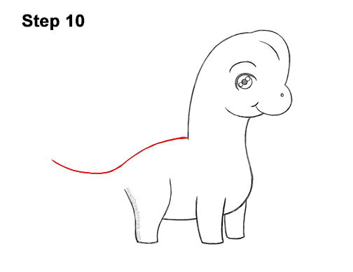 Draw a Cute Cartoon Brachiosaurus Dinosaur 10 How to Draw a Cute Cartoon Brachiosaurus Dinosaur Chibi Kawaii 10