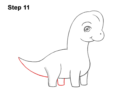 Draw a Cute Cartoon Brachiosaurus Dinosaur 11 How to Draw a Cute Cartoon Brachiosaurus Dinosaur Chibi Kawaii 11