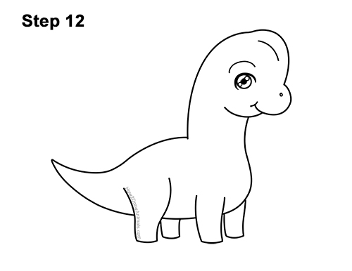 Draw a Cute Cartoon Brachiosaurus Dinosaur 12 How to Draw a Cute Cartoon Brachiosaurus Dinosaur Chibi Kawaii 12