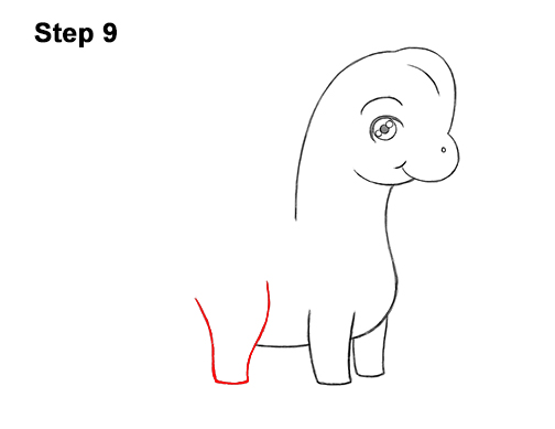 Draw a Cute Cartoon Brachiosaurus Dinosaur 9 How to Draw a Cute Cartoon Brachiosaurus Dinosaur Chibi Kawaii 9