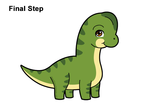 Draw a Cute Cartoon Brachiosaurus Dinosaur How to Draw a Cute Cartoon Brachiosaurus Dinosaur Chibi Kawaii