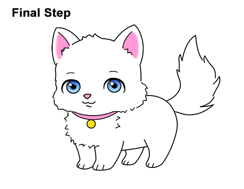 Cartoon Cat Draw White Cartoon Cat Kitten Kitty