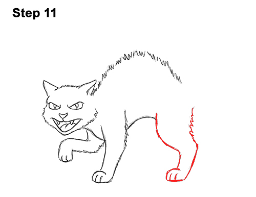 How to Draw Angry Mean Halloween Cartoon Black Cat arched back 11