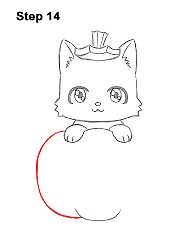 How to Draw Cute Cartoon Black Cat Kitten Halloween Chibi Kawaii 14
