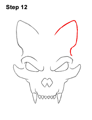 How to Draw Scary Cartoon Cat Skull Halloween 12