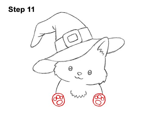 Draw a Cartoon Kitty Cat Hat Halloween 11 How to Draw Cute Cartoon Cat Kitten Witch Hat Halloween 11
