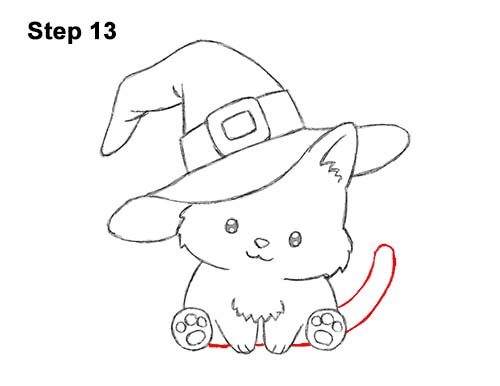 Draw a Cartoon Kitty Cat Hat Halloween 13 How to Draw Cute Cartoon Cat Kitten Witch Hat Halloween 13