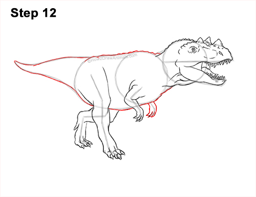 Draw a Ceratosaurus Dinosaur 12 How to Draw a Ceratosaurus Dinosaur Walking Side View 12