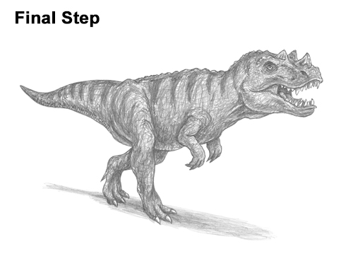 Draw a Ceratosaurus Dinosaur How to Draw a Ceratosaurus Dinosaur Walking Side View