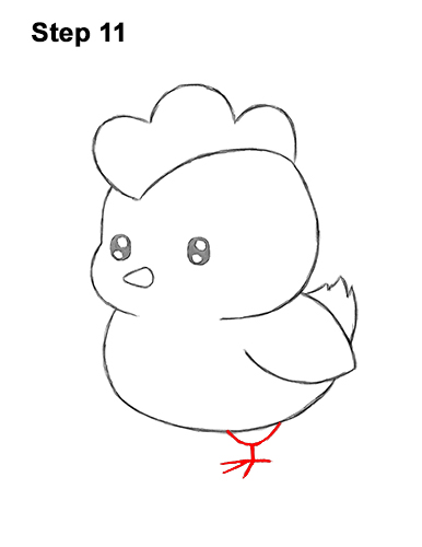Draw a Cute Cartoon Chicken 11 How to Draw Cute Cartoon Chicken Chibi Kawaii 11