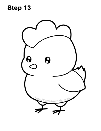 Draw a Cute Cartoon Chicken 13 How to Draw Cute Cartoon Chicken Chibi Kawaii 13