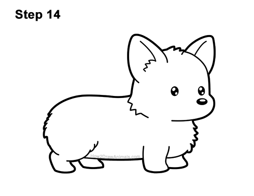 Draw a Cute Cartoon Welsh Corgi Puppy Dog 14 How to Draw Cute Cartoon Corgi Puppy Dog Chibi Kawaii 14