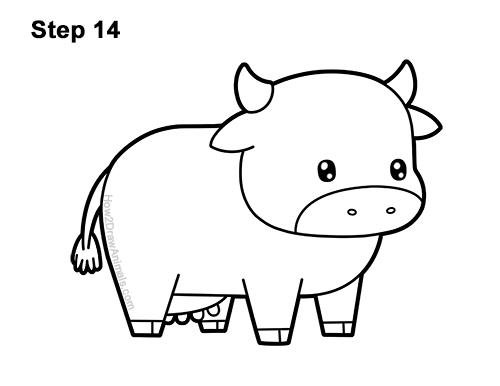 How to Draw Cute Cartoon Cow Chibi Kawaii 14
