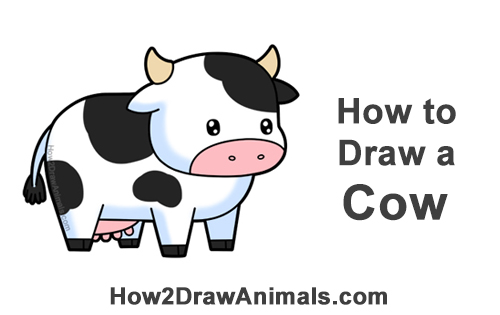 Draw a Cute Cartoon Cow How to Draw Cute Cartoon Cow Chibi Kawaii