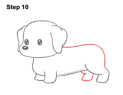Draw a Cute Cartoon Dachshund Dog 10 How to Draw a Cute Cartoon Dachshund Wiener Puppy Dog Chibi Kawaii 10
