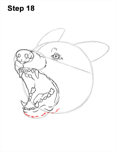 Draw German Shepherd Dog Barking 18 How to Draw Angry German Shepherd Dog Barking Head Detail 18