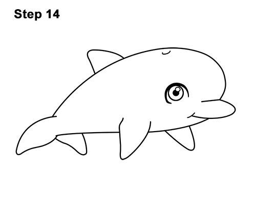 Draw a Cartoon Dolphin 14 How to Draw Cute Cartoon Dolphin 14
