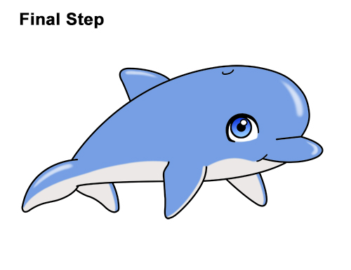 Draw a Cartoon Dolphin How to Draw Cute Cartoon Dolphin