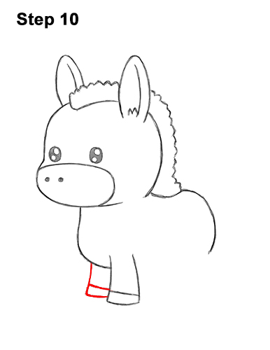 Draw a Cute Cartoon Donkey 10 How to Draw Cute Cartoon Donkey Chibi Kawaii 10
