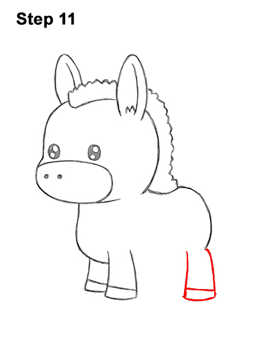 Draw a Cute Cartoon Donkey 11 How to Draw Cute Cartoon Donkey Chibi Kawaii 11