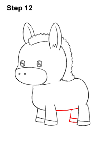 Draw a Cute Cartoon Donkey 12 How to Draw Cute Cartoon Donkey Chibi Kawaii 12