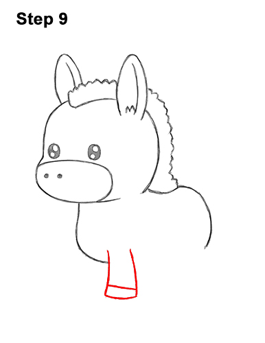 Draw a Cute Cartoon Donkey 9 How to Draw Cute Cartoon Donkey Chibi Kawaii 9