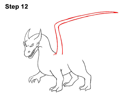 How to Draw Cool Angry Mean Cartoon Dragon 12