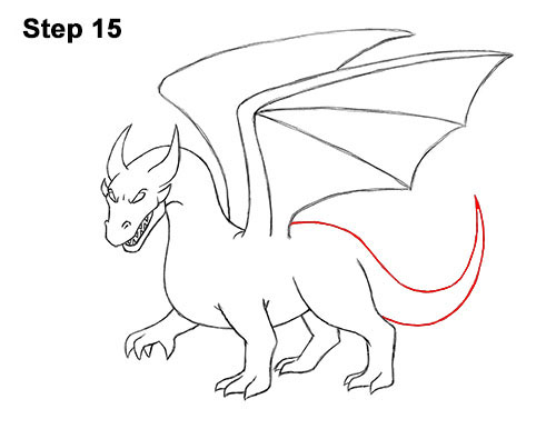 How to Draw Cool Angry Mean Cartoon Dragon 15