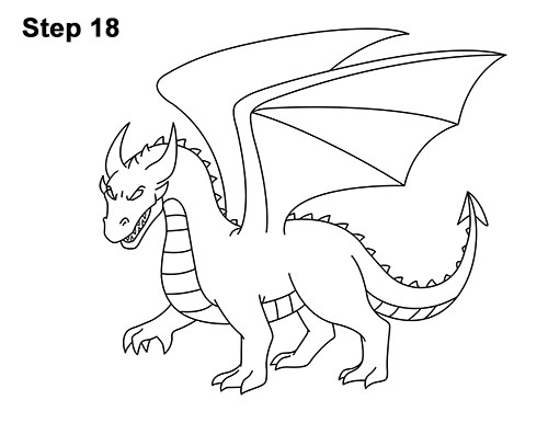 Draw a Cool Cartoon Dragon 18 How to Draw Cool Angry Mean Cartoon Dragon 18