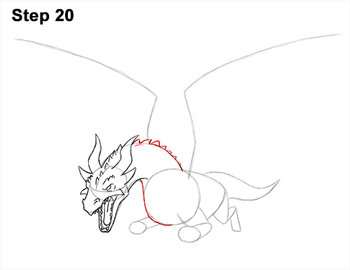 How to Draw Dragon Flying Fire Wings Flames 20