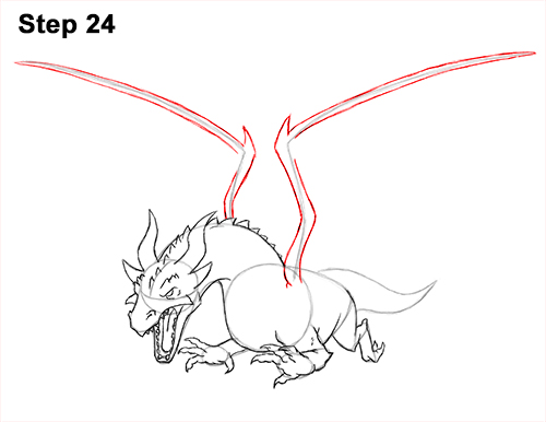 How to Draw Dragon Flying Fire Wings Flames 24