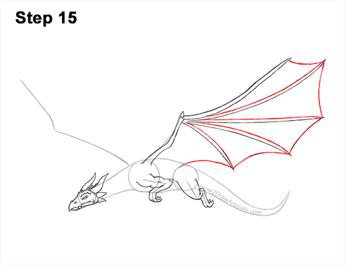 Draw a Dragon Flying Side 15 How to Draw a Dragon Flying Wings 15