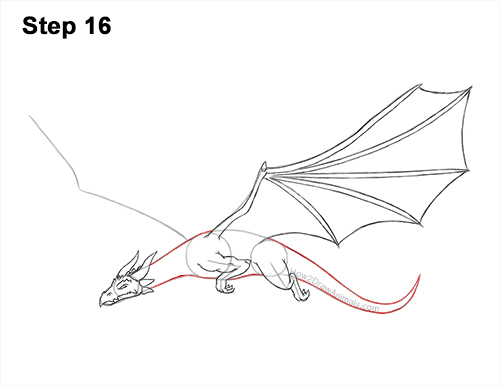 Draw a Dragon Flying Side 16 How to Draw a Dragon Flying Wings 16
