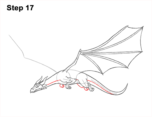 Draw a Dragon Flying Side 17 How to Draw a Dragon Flying Wings 17