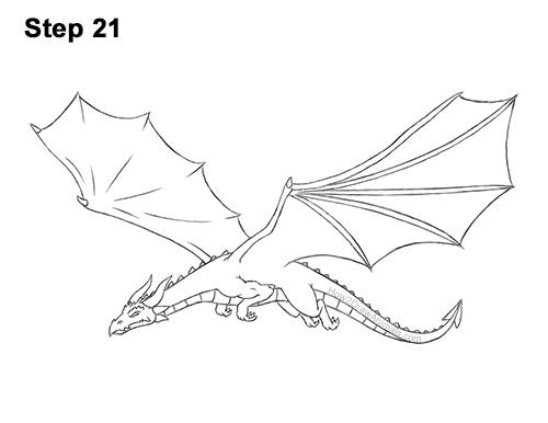 Draw a Dragon Flying Side 21 How to Draw a Dragon Flying Wings 21