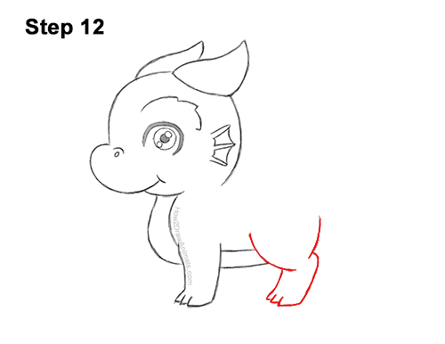 Draw a Cute Cartoon Manga Dragon 12 How to Draw a Cute Cartoon Baby Dragon Chibi Kawaii 12