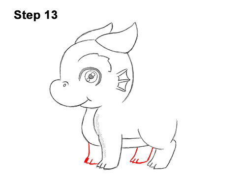 Draw a Cute Cartoon Manga Dragon 13 How to Draw a Cute Cartoon Baby Dragon Chibi Kawaii 13