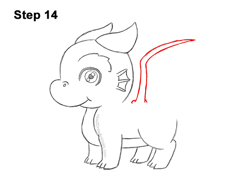 Draw a Cute Cartoon Manga Dragon 14 How to Draw a Cute Cartoon Baby Dragon Chibi Kawaii 14