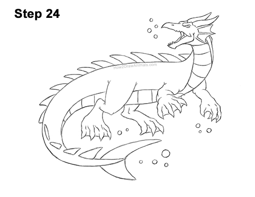 How to Draw Water Dragon Fictional 24