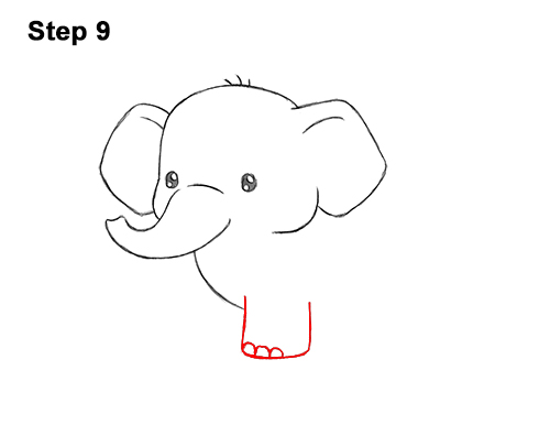 How to Draw Cute Cartoon Elephant Chibi 9