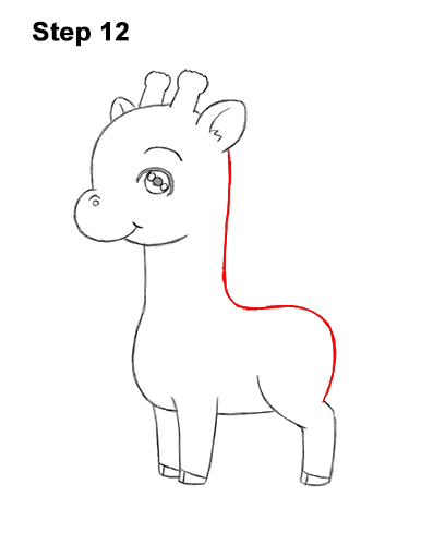 Draw a Cute Cartoon Giraffe 12 How to Draw a Cute Cartoon Giraffe Chibi Kawaii 12