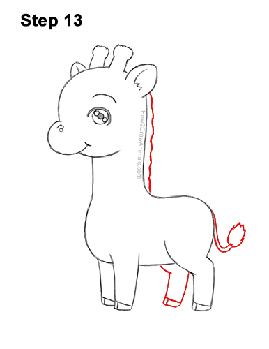 Draw a Cute Cartoon Giraffe 13 How to Draw a Cute Cartoon Giraffe Chibi Kawaii 13
