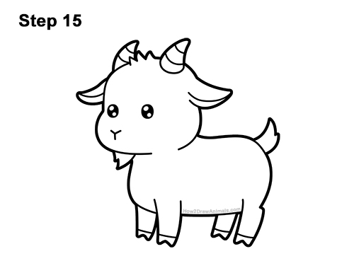 Draw a Cute Cartoon Goat 15 How to Draw Cute Cartoon Goat Chibi Kawaii 15